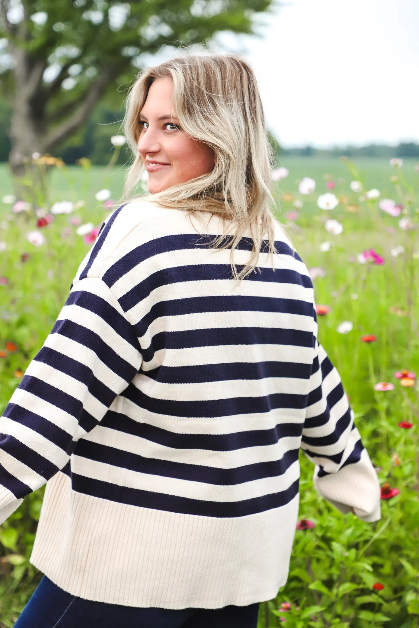 Happiness Blue Button-Up Sweater