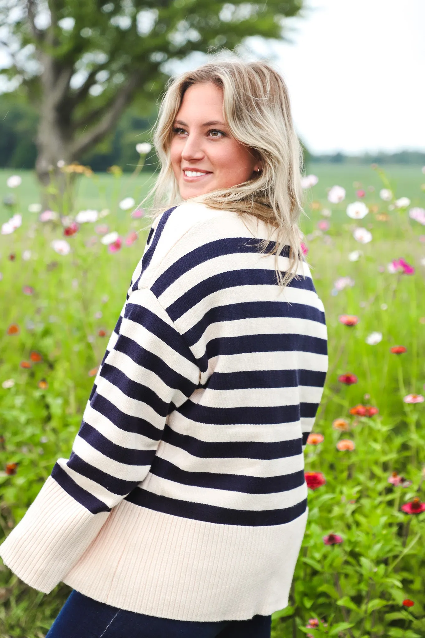 Happiness Blue Button-Up Sweater