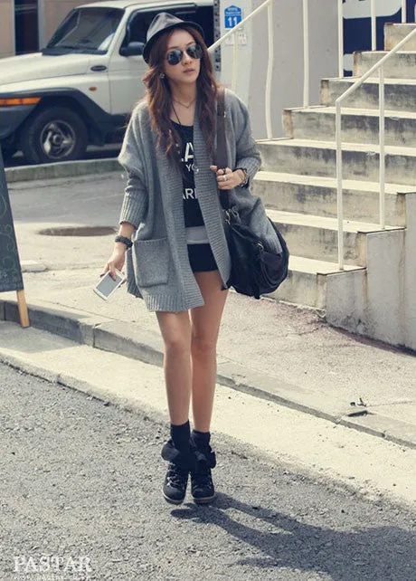 Hip Hop Loose Pattern Batwing Sleeve Cardigans