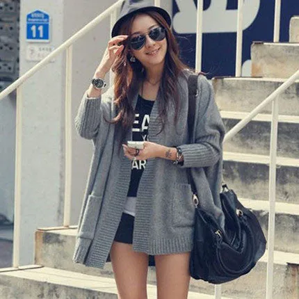 Hip Hop Loose Pattern Batwing Sleeve Cardigans