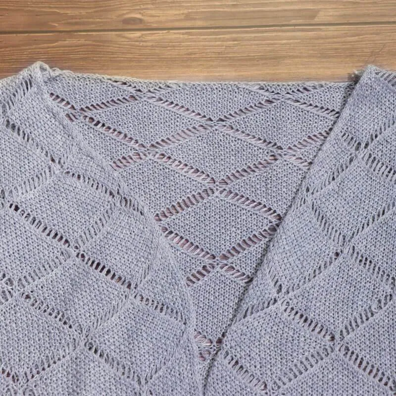Hollow Out Knit Pure Color Cardigan Sweater