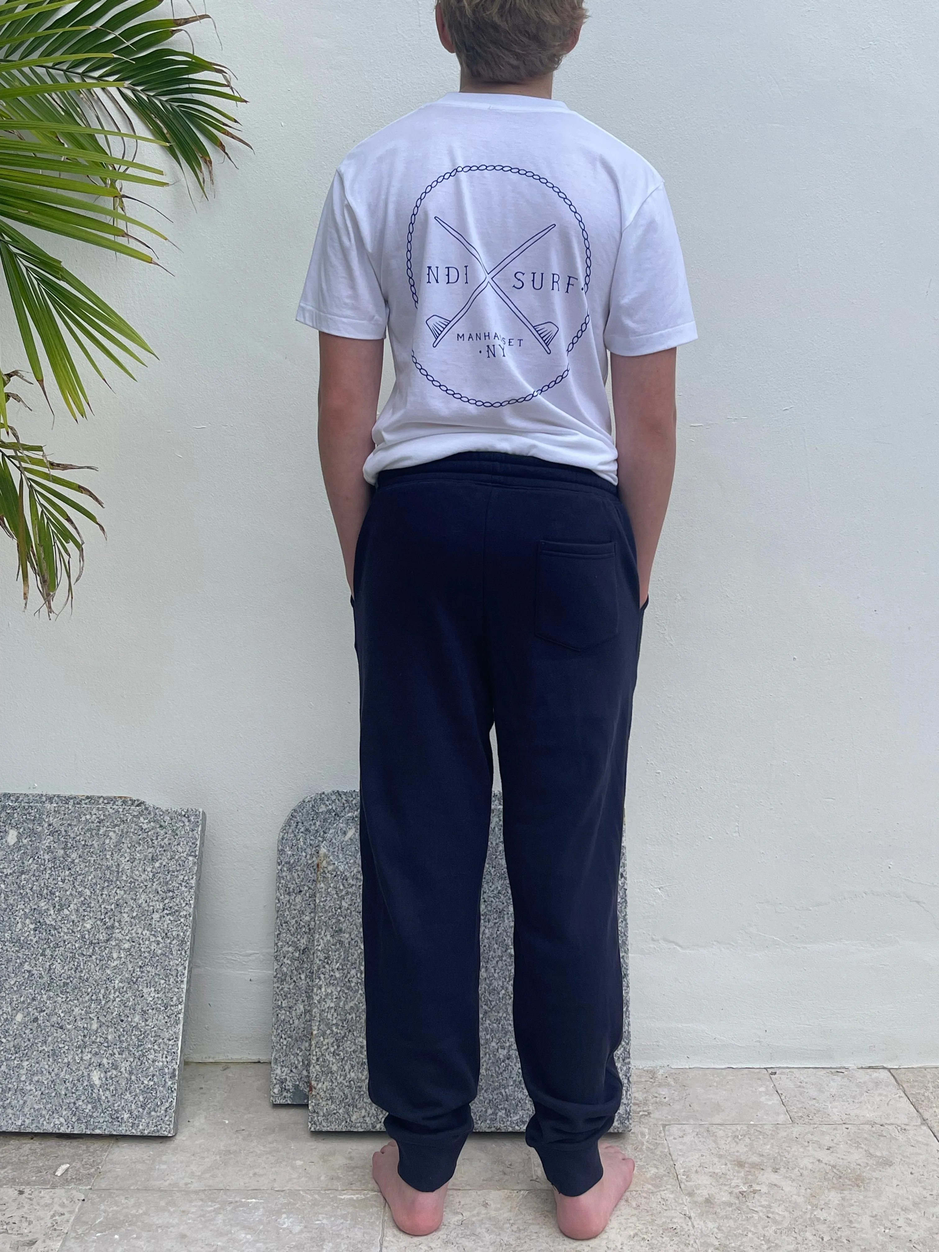 Indi Surf Mens Sweatpants Navy/White Logo