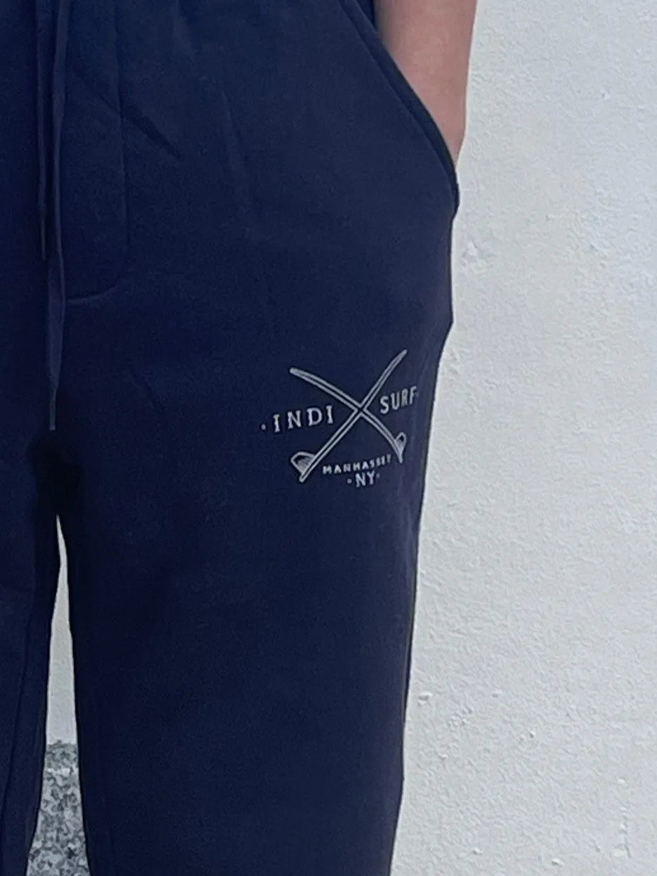 Indi Surf Mens Sweatpants Navy/White Logo