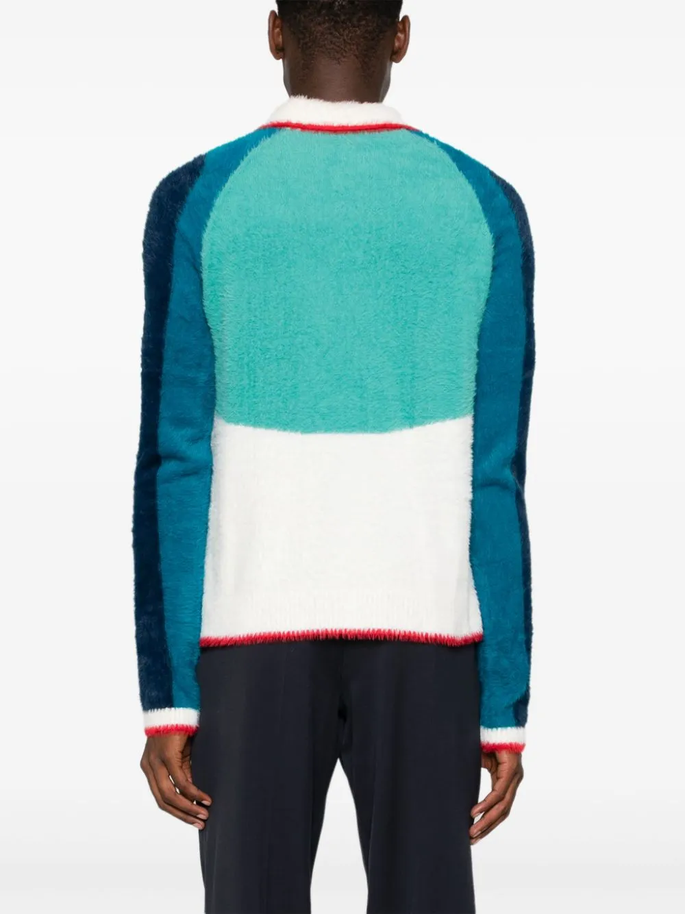 intarsia-logo brushed sweater