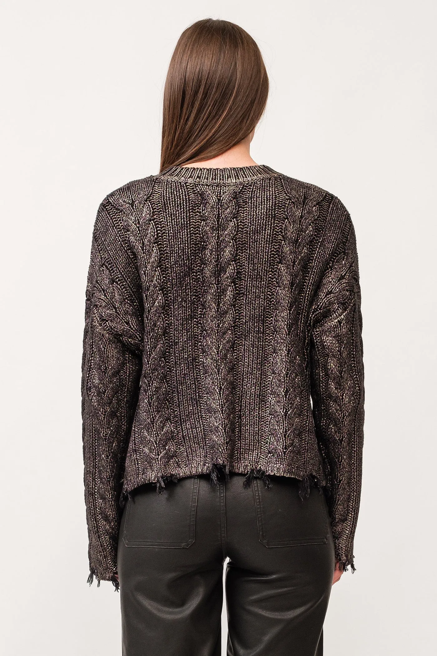 KRIS CREW NECK LONG SLEEVE RELAXED FIT SWEATER GUNMETAL