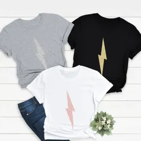 Ladies Glitter Lightning Bolt T Shirt