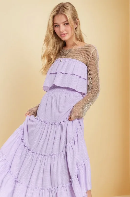 Lavender Tiered Flowing Tube Top And Skirt Tube Maxi Dress