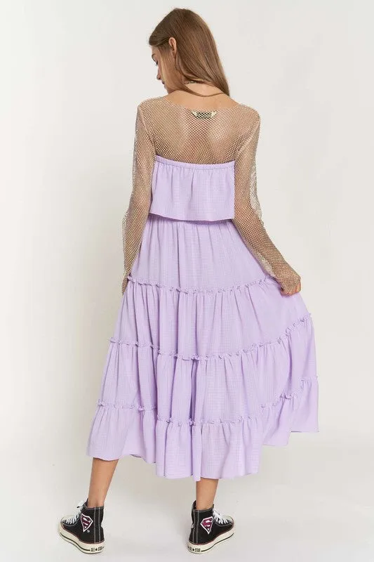 Lavender Tiered Flowing Tube Top And Skirt Tube Maxi Dress