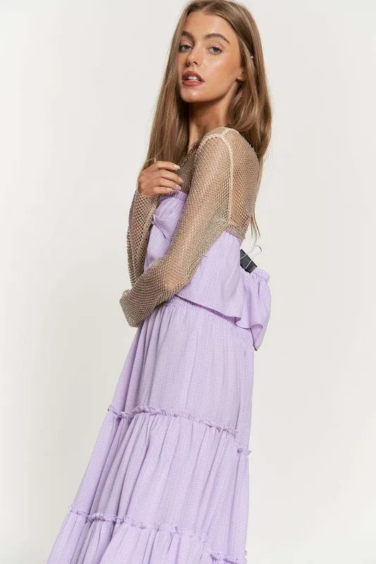 Lavender Tiered Flowing Tube Top And Skirt Tube Maxi Dress
