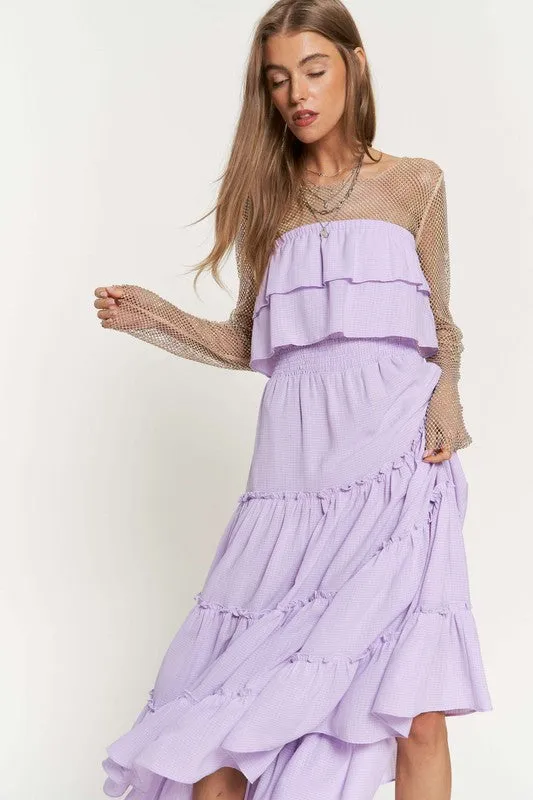 Lavender Tiered Flowing Tube Top And Skirt Tube Maxi Dress