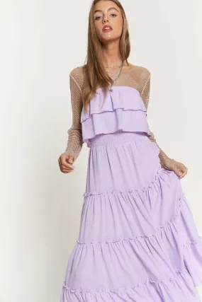 Lavender Tiered Flowing Tube Top And Skirt Tube Maxi Dress