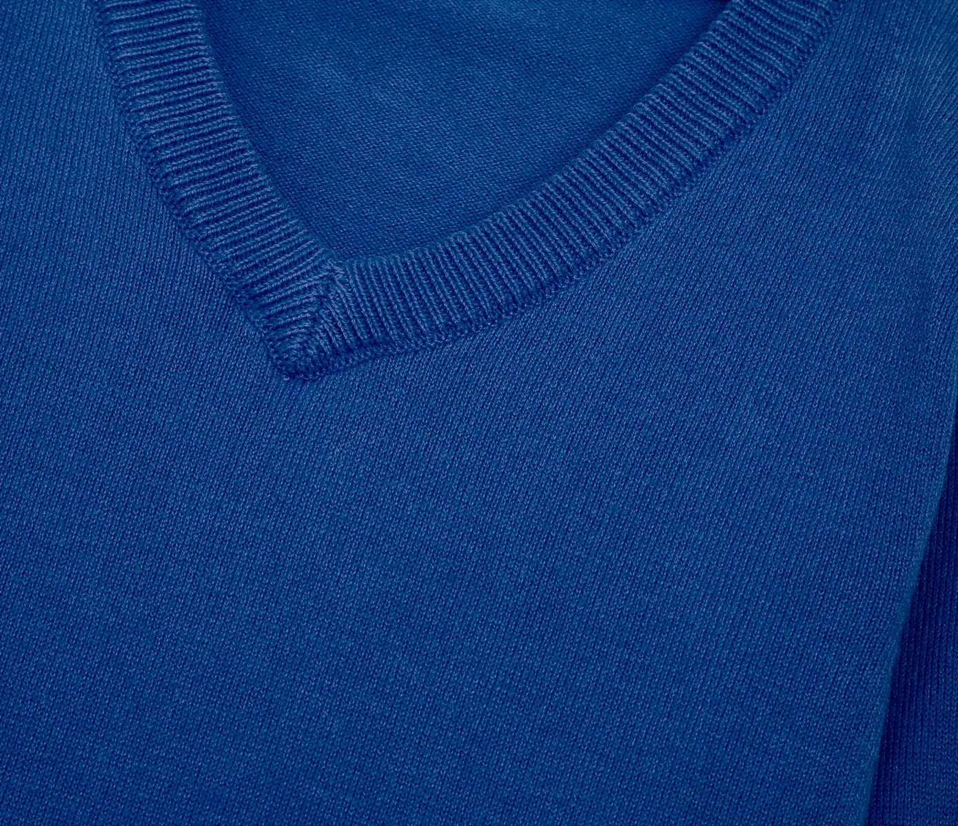 Lightweight V-Neck Cotton Jumper - Bright Royal Blue