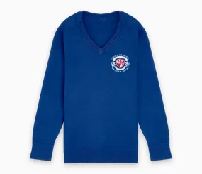 Lightweight V-Neck Cotton Jumper - Bright Royal Blue