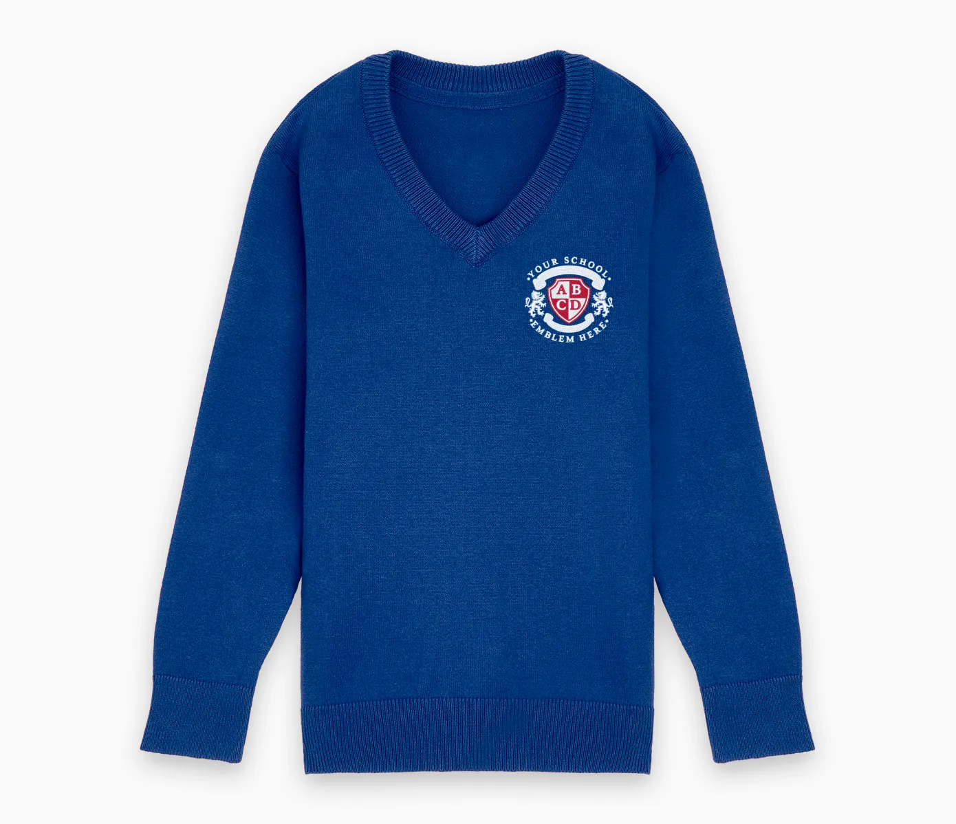 Lightweight V-Neck Cotton Jumper - Bright Royal Blue