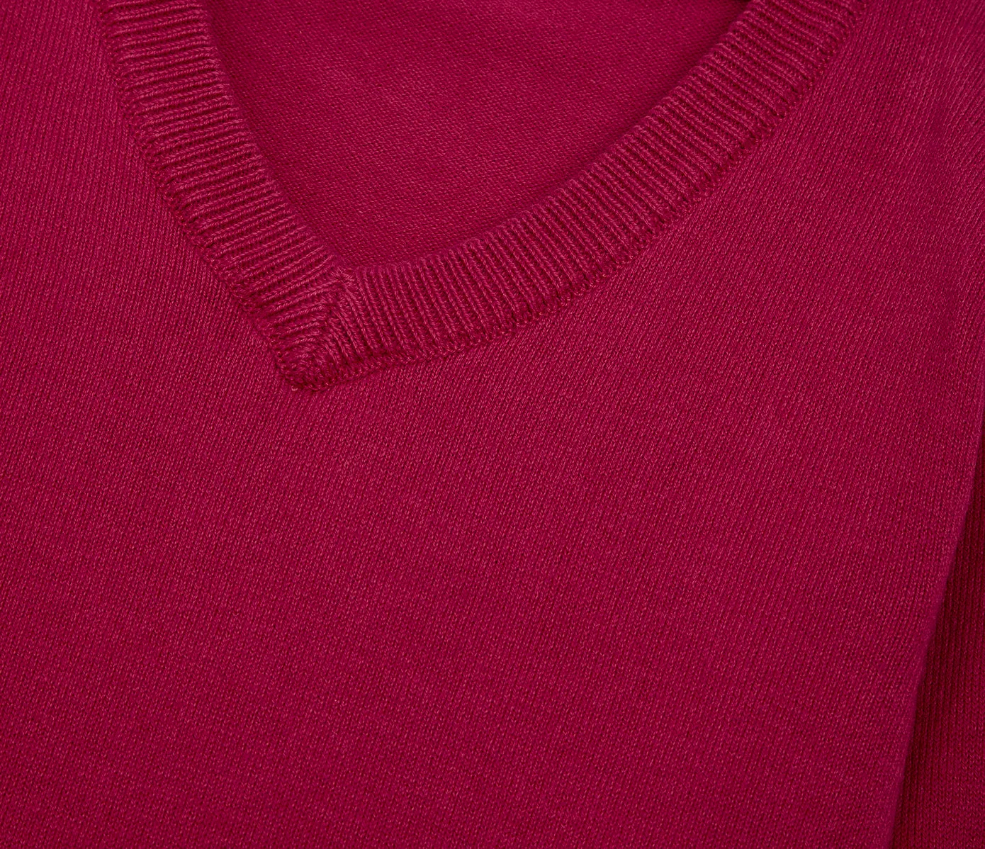 Lightweight V-Neck Cotton Jumper - Burgundy