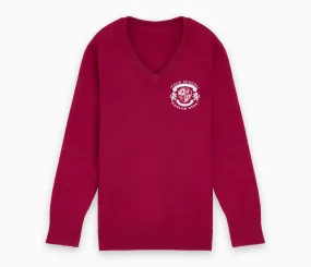 Lightweight V-Neck Cotton Jumper - Burgundy