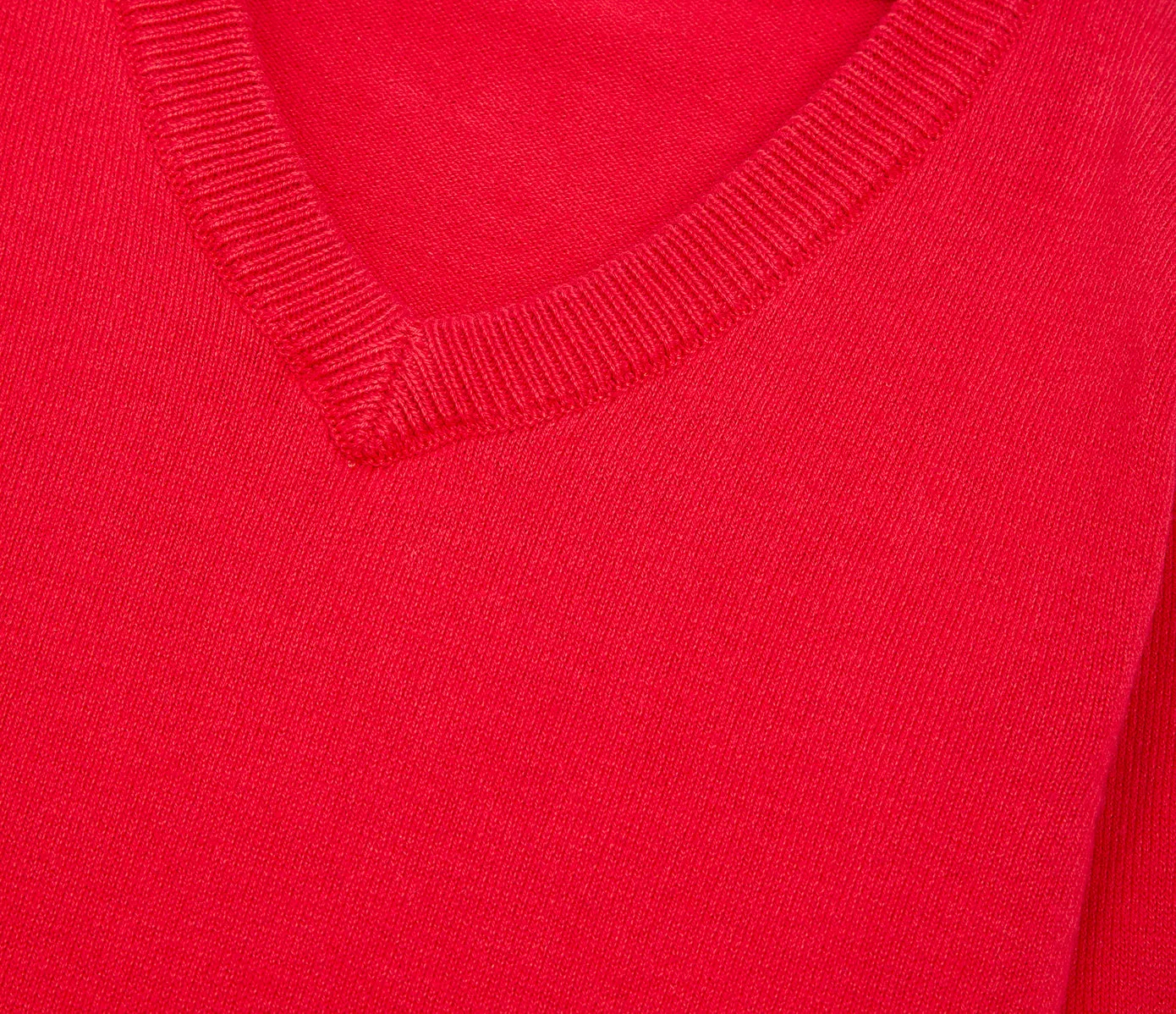 Lightweight V-Neck Cotton Jumper - Red
