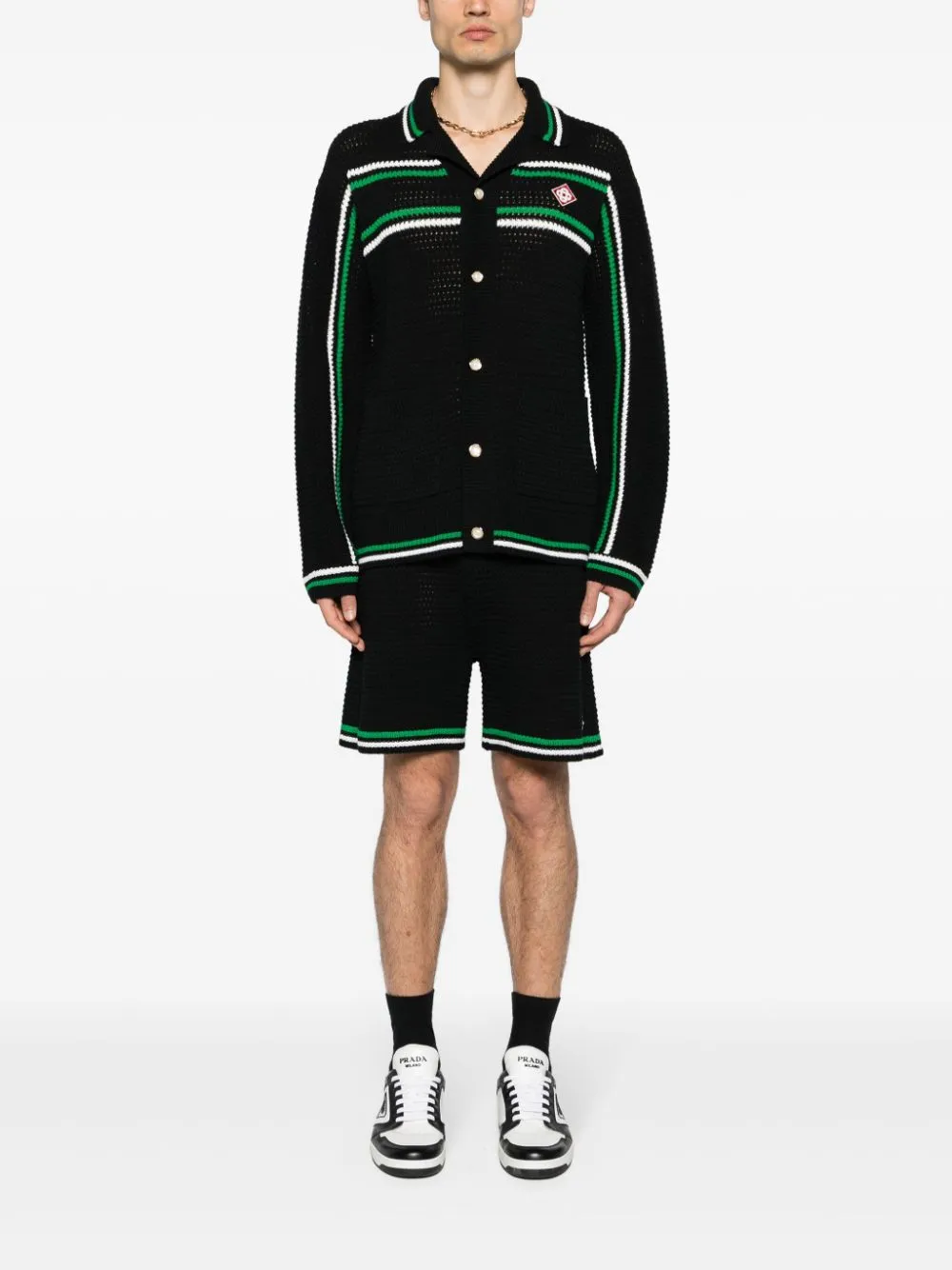 logo-patch crochet tennis shorts