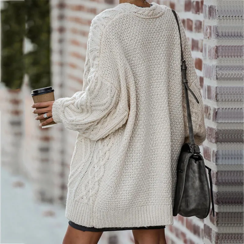 Loose Cable Knitted Sweater Cardigan