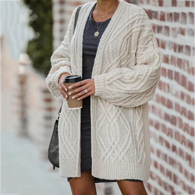 Loose Cable Knitted Sweater Cardigan