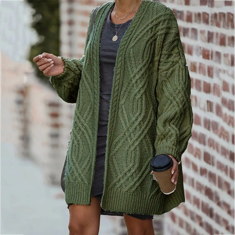 Loose Cable Knitted Sweater Cardigan