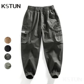 Men Cargo Pants Elastic Waist Loose Jogger Male Casual Harem Pants Sweatpants Tapered Sports Outdoor Trousers Fashion Pockets