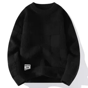 Mens  Thick Fluffy Casual Crewneck Sweaters