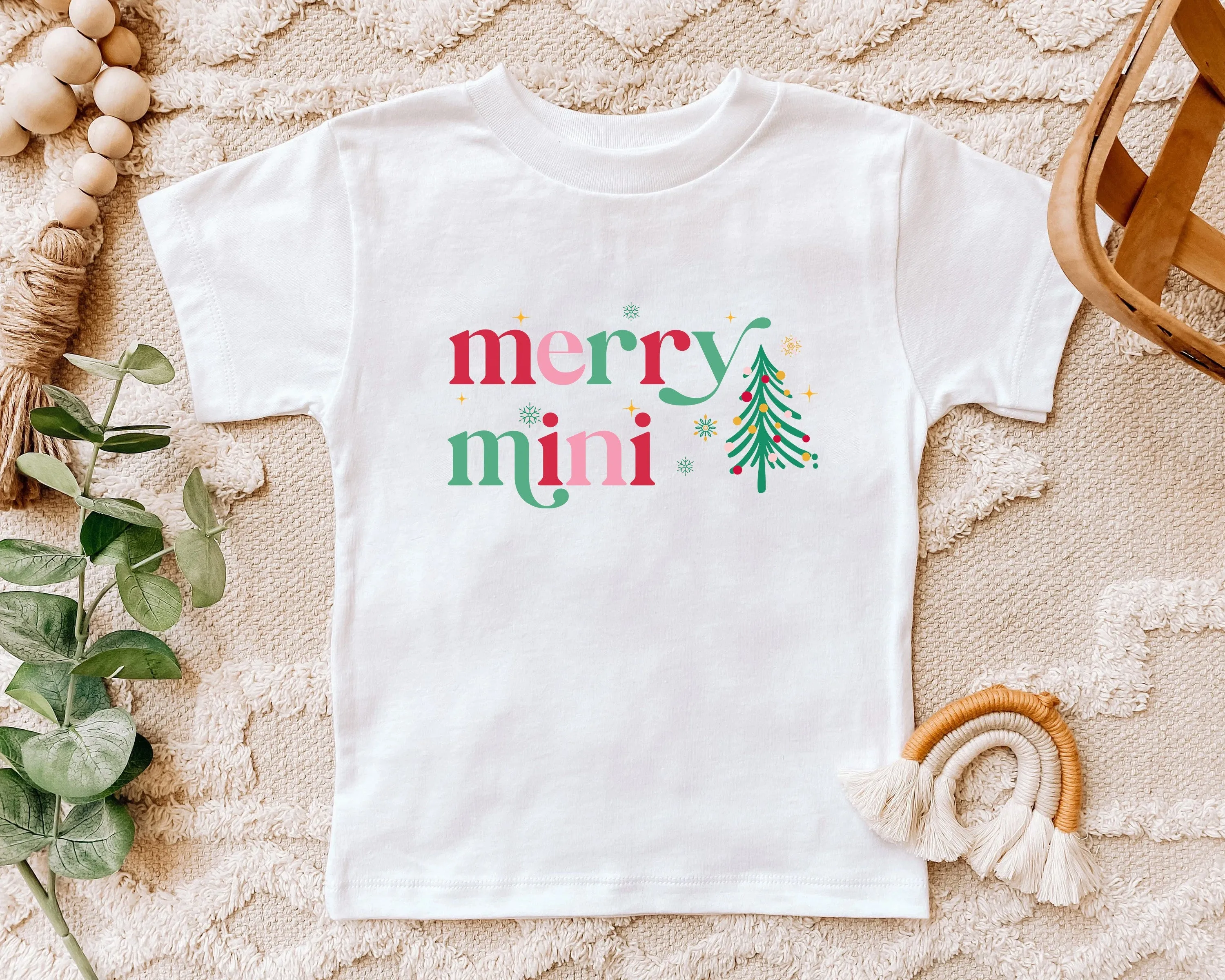 Merry Mini & Merry Dude Natural T-Shirts, Christmas Outfits for Boy and Girl