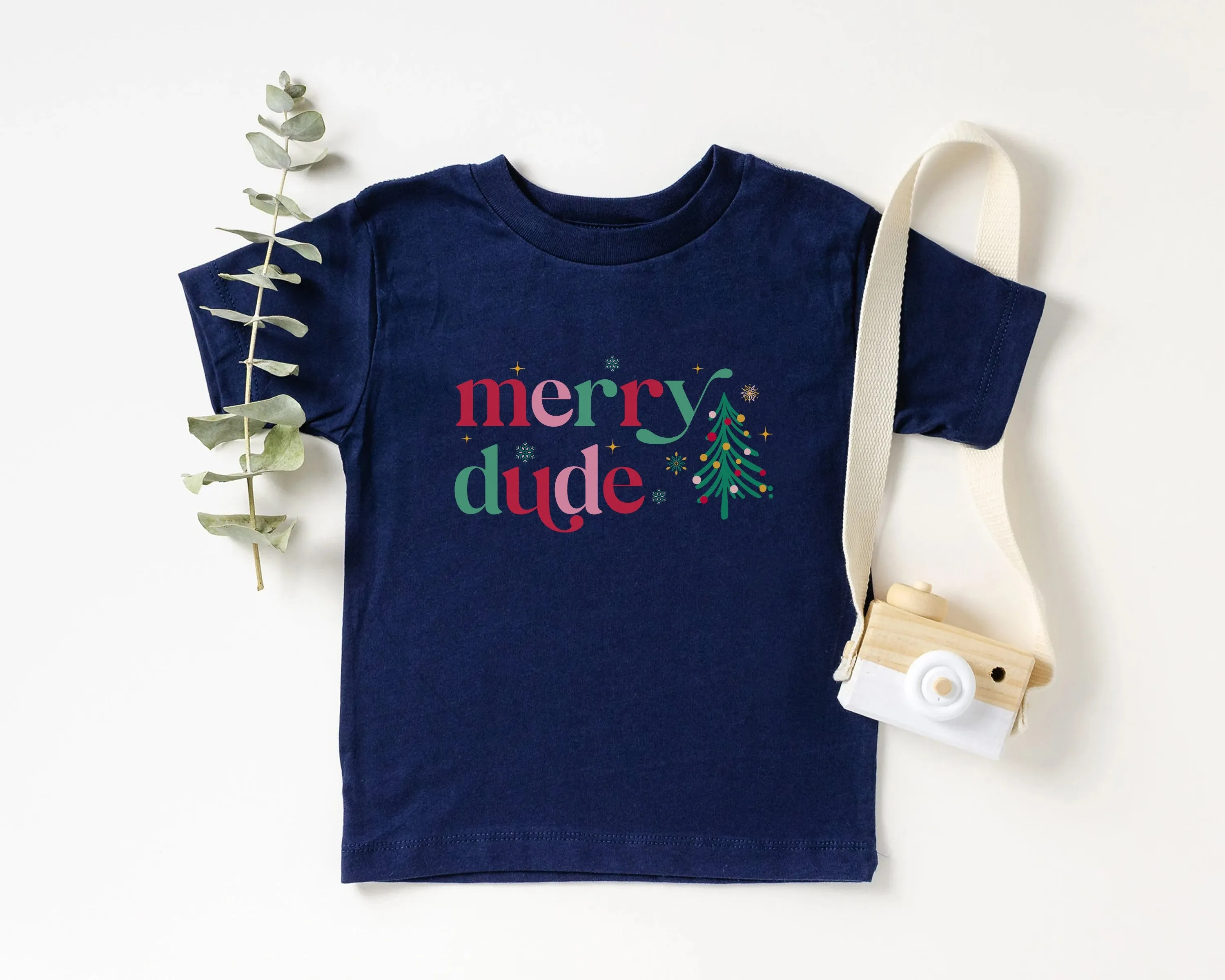 Merry Mini & Merry Dude Natural T-Shirts, Christmas Outfits for Boy and Girl