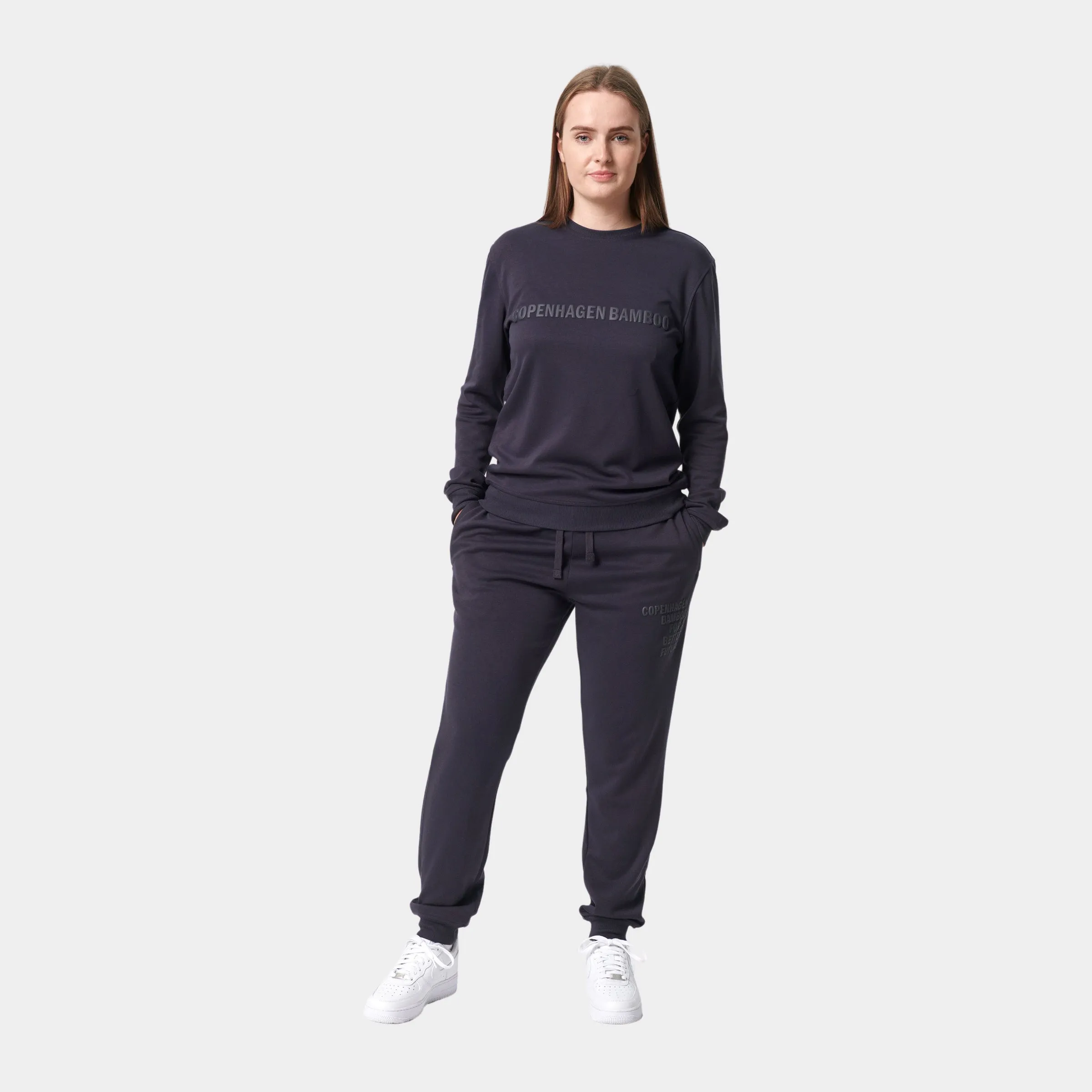 Mørkegråt bambus joggingsæt med logo - Dame