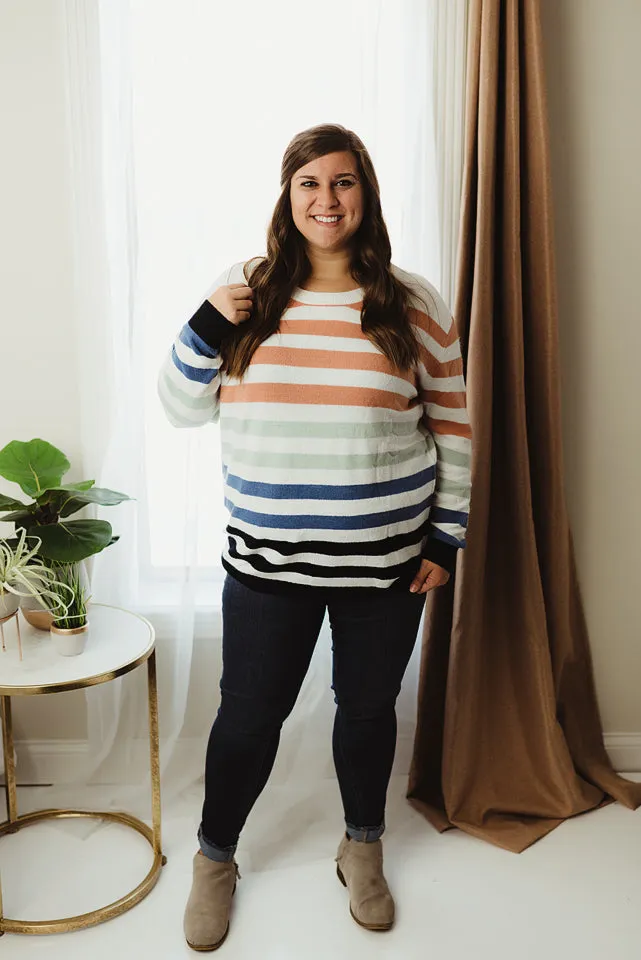 Multi Striped Crew