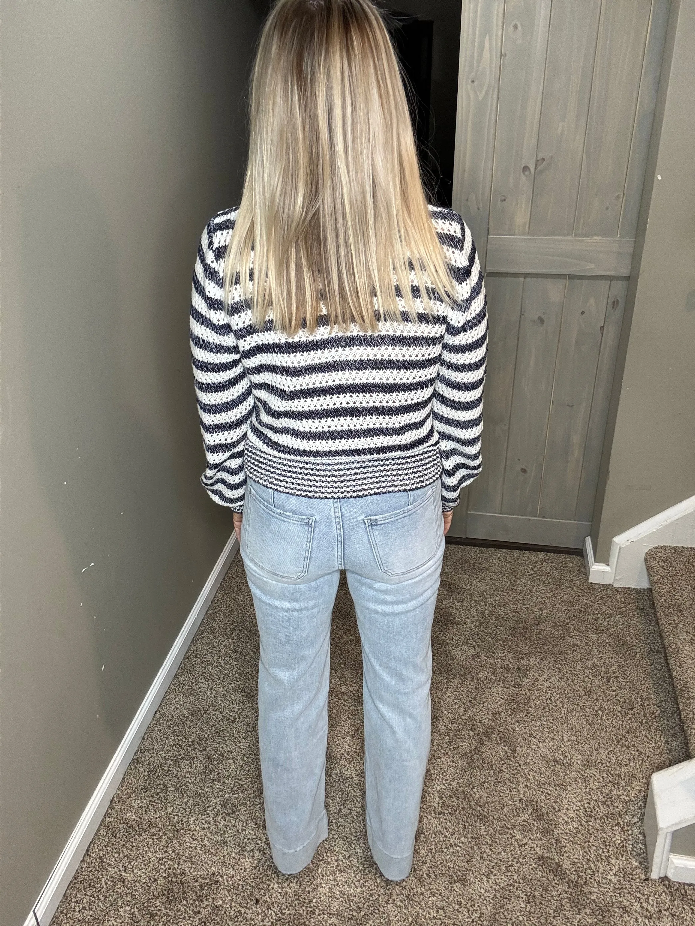 Navy Striped Cardigan