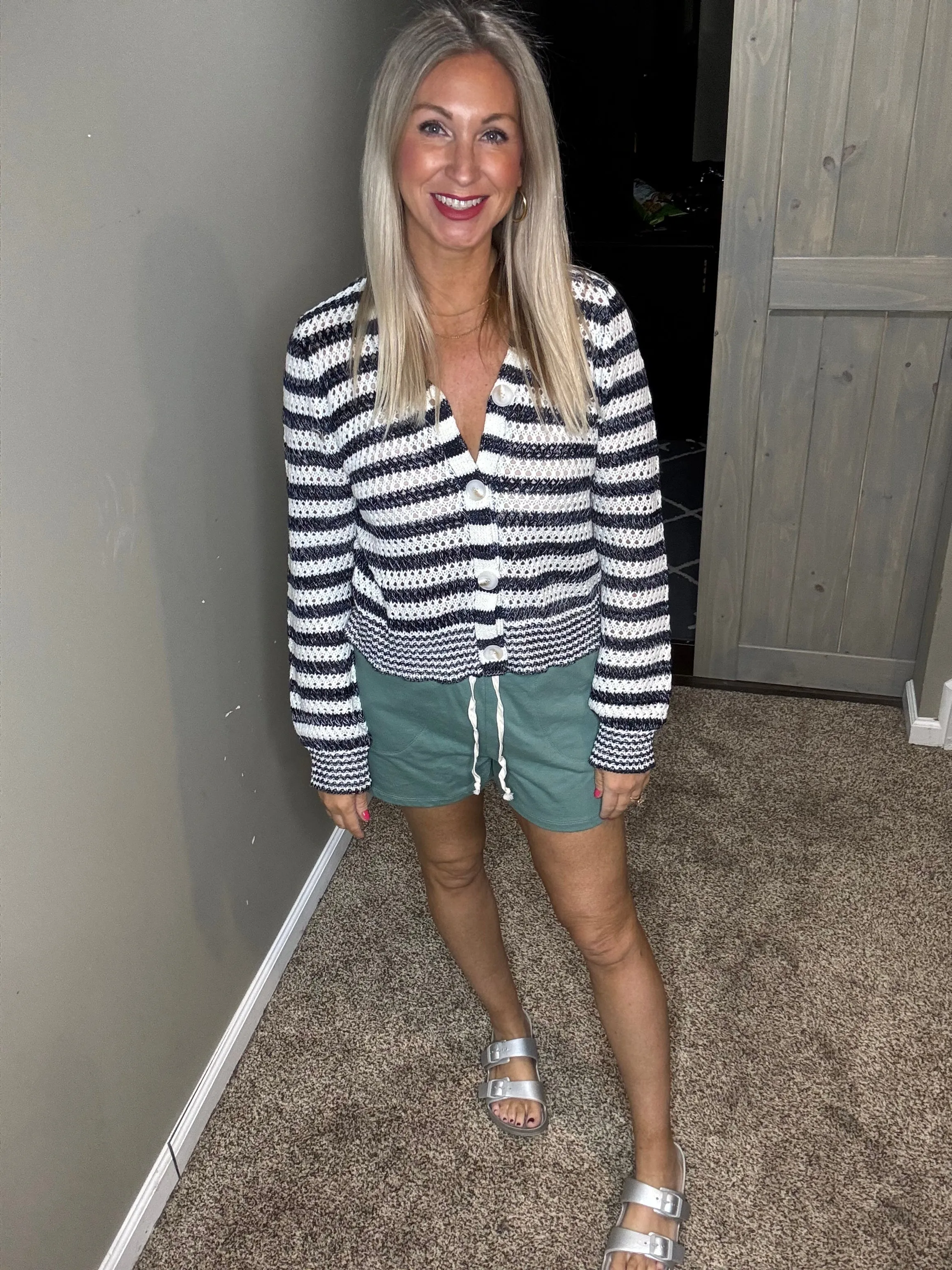 Navy Striped Cardigan