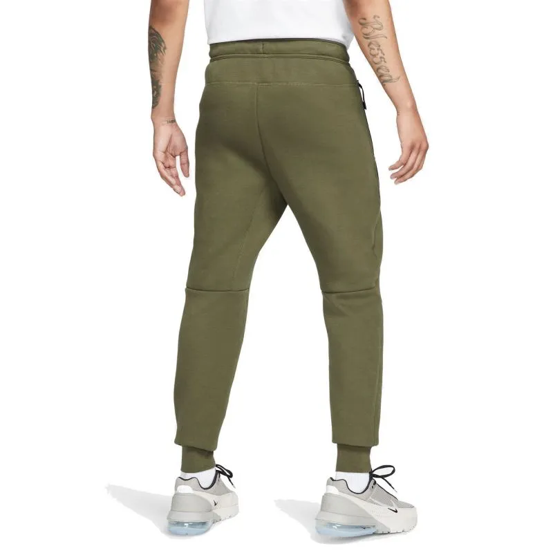 Nike Men's Cargo Tech Fleece Sweatpants - Green with Drawstring Detail
