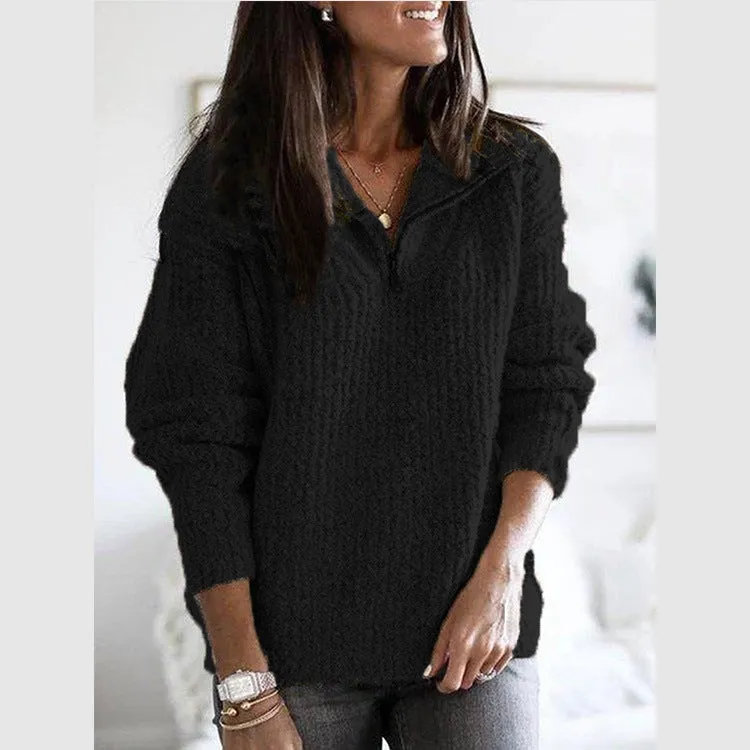 Oversized Half Zip Thick Pullover Knit Sweater