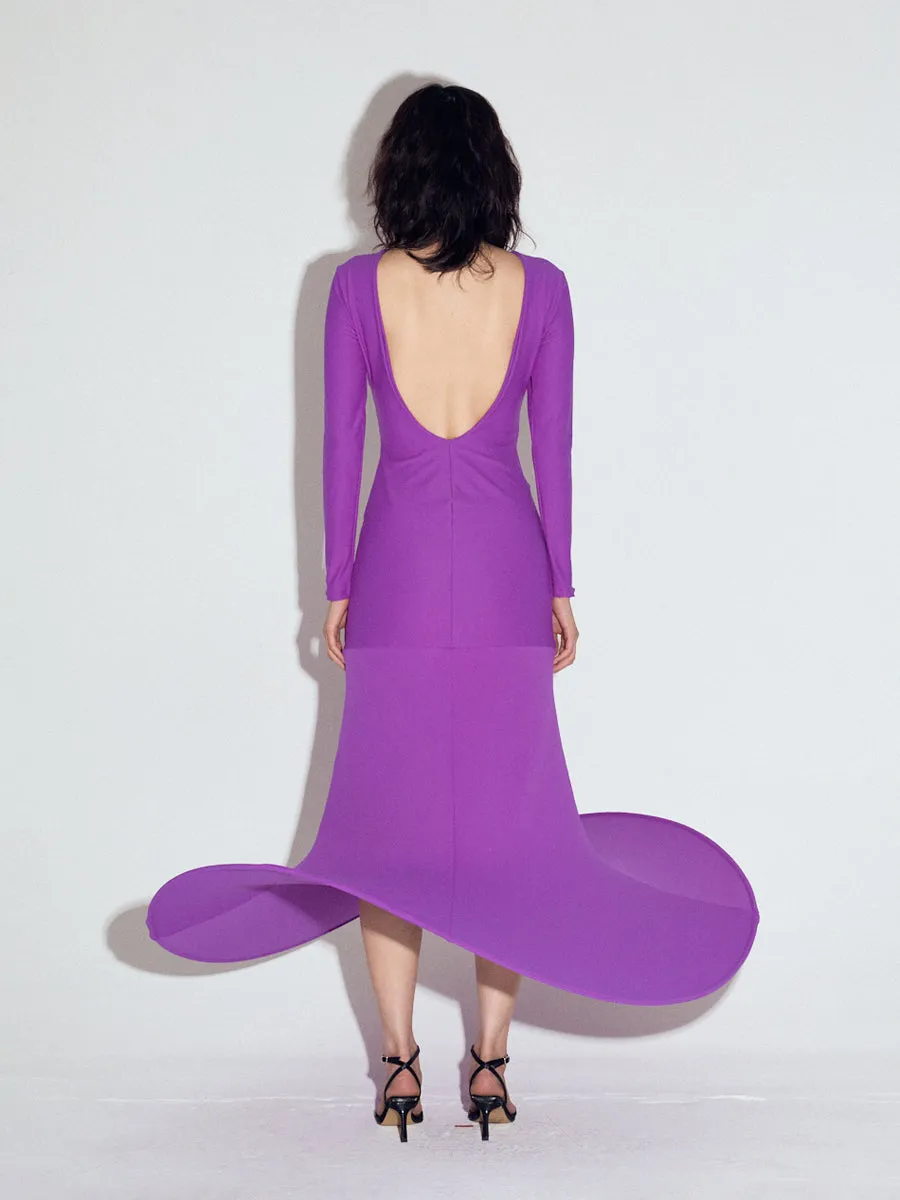 Pop-up full length dress in Violet