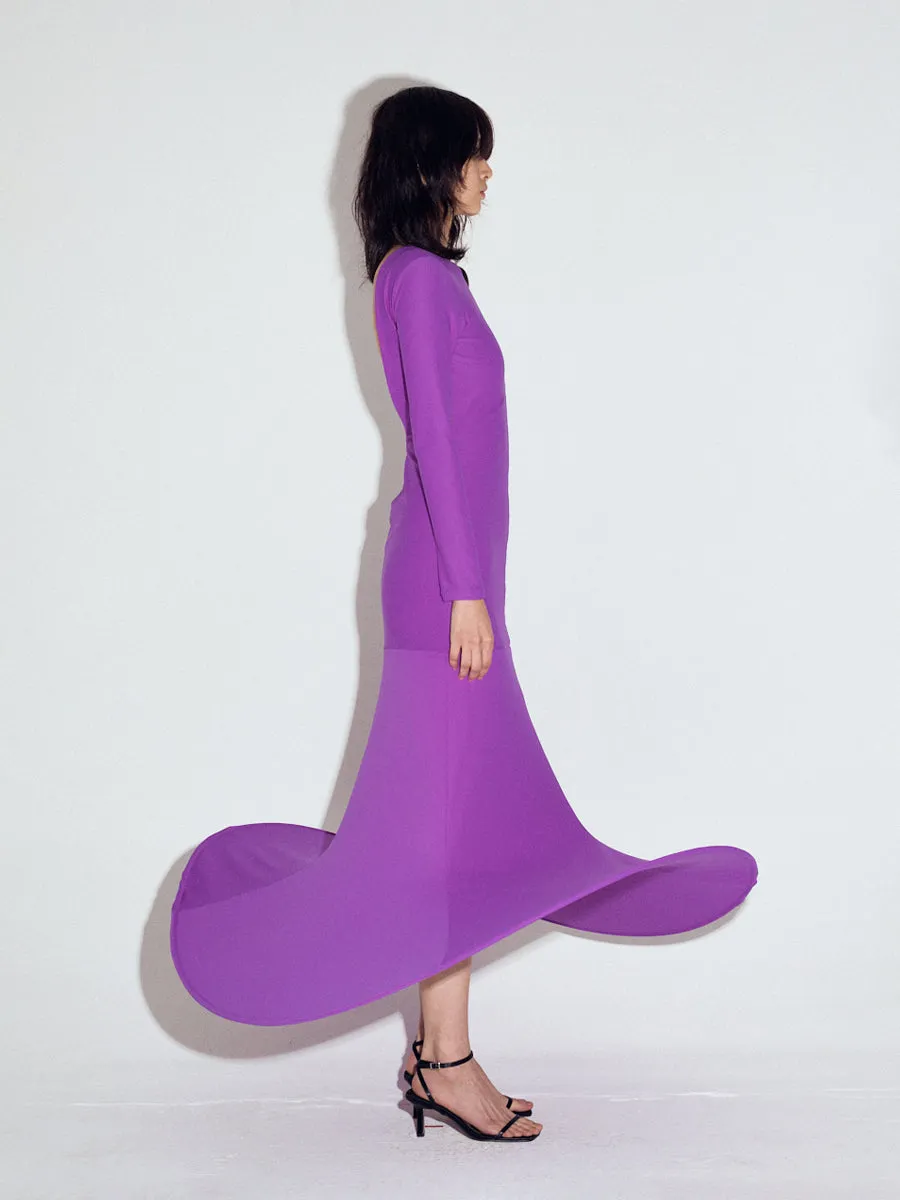 Pop-up full length dress in Violet