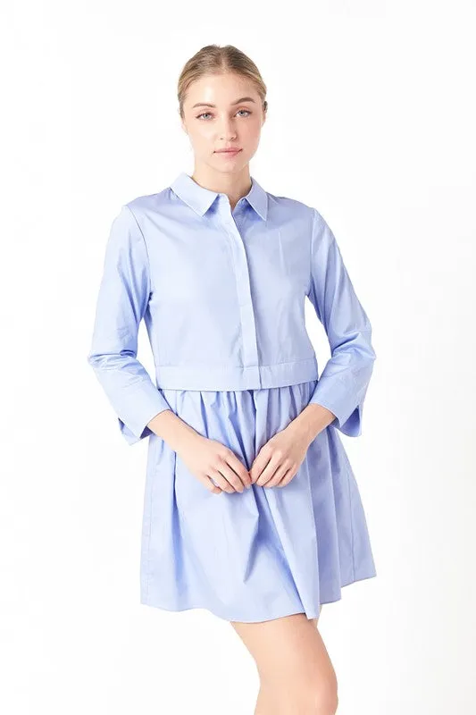 Powder Blue Shirt Mini Dress