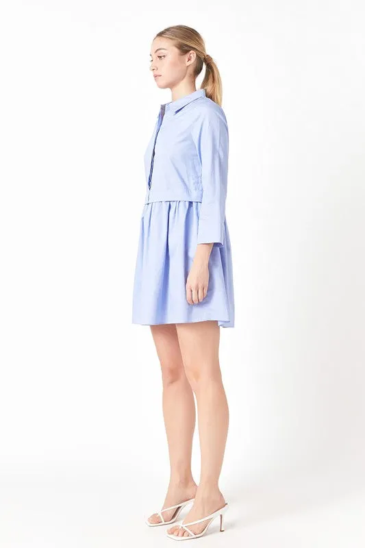 Powder Blue Shirt Mini Dress