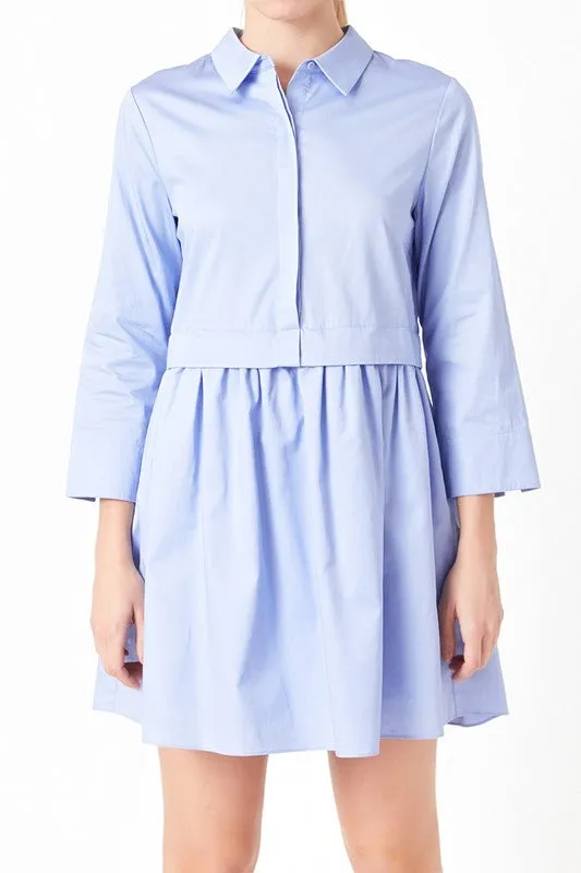Powder Blue Shirt Mini Dress