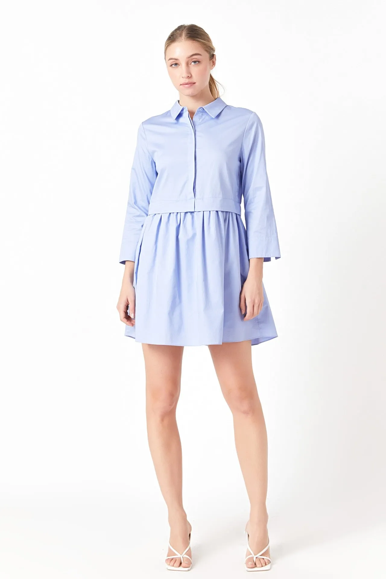 Powder Blue Shirt Mini Dress