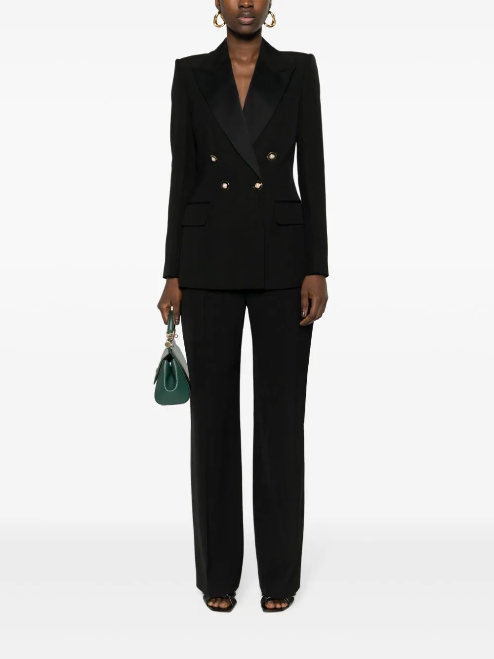 pressed-crease long-length straight-leg trousers
