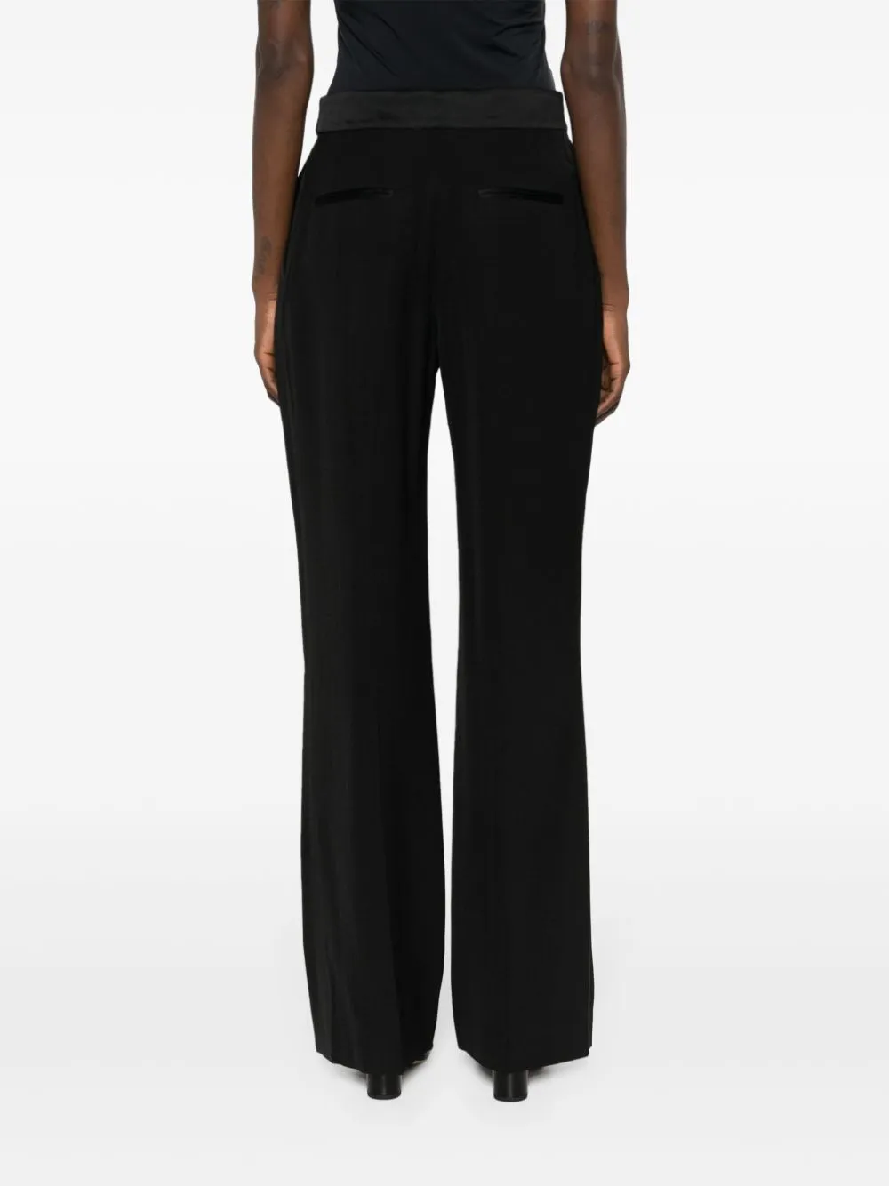 pressed-crease long-length straight-leg trousers