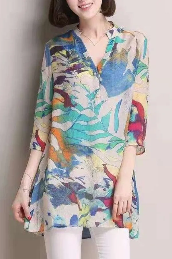 Printing Cotton & Linen T-shirt
