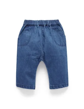 Purebaby - Slouchy Chambray Pants | Mid Denim