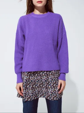 Purple Chunky Knitted Relaxed Jumper