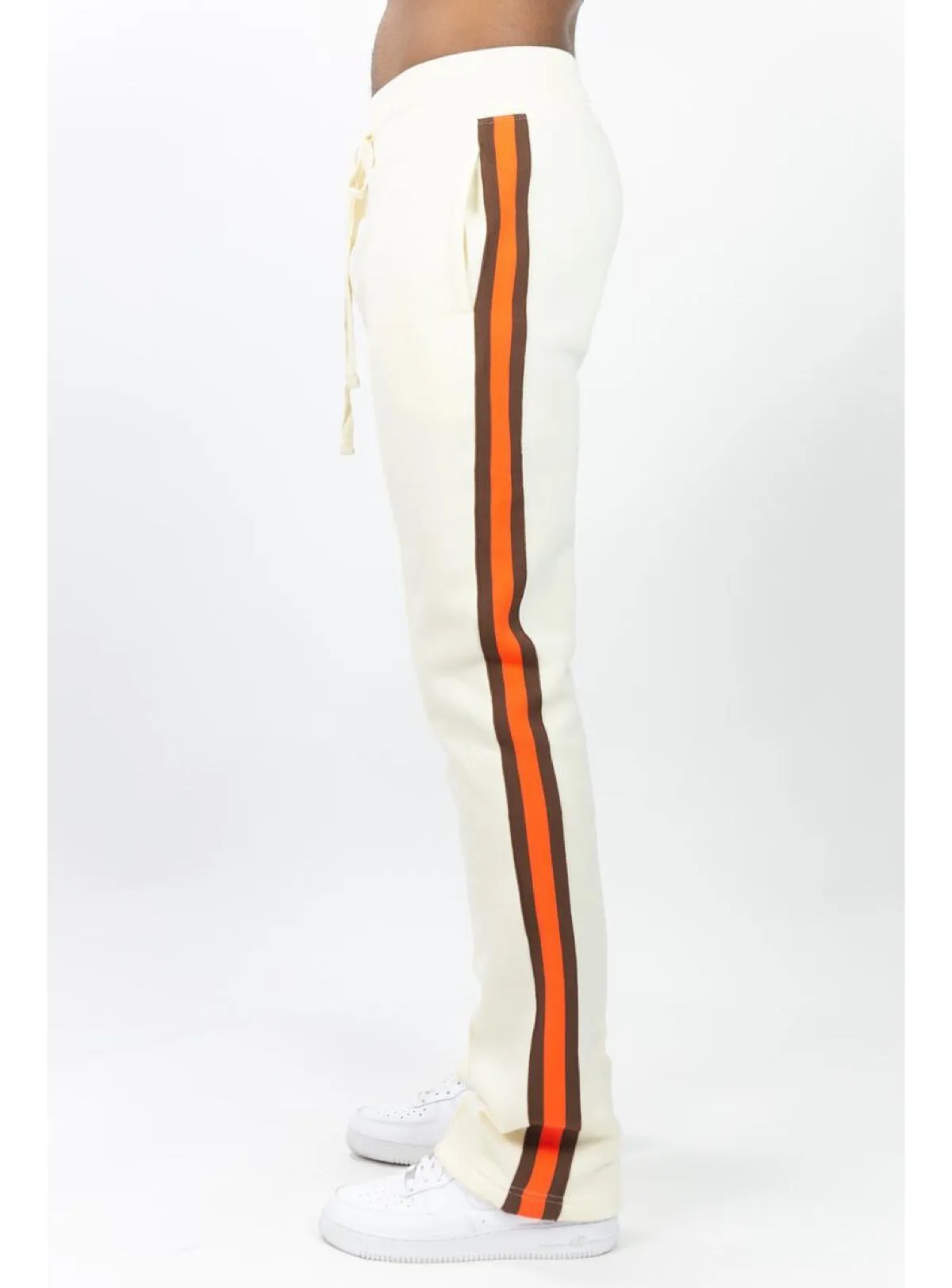 Rebel Minds Sweatpants - Fleece Side Stripe Stacked - Cream - 132-441