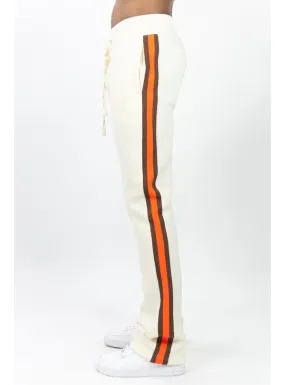 Rebel Minds Sweatpants - Fleece Side Stripe Stacked - Cream - 132-441