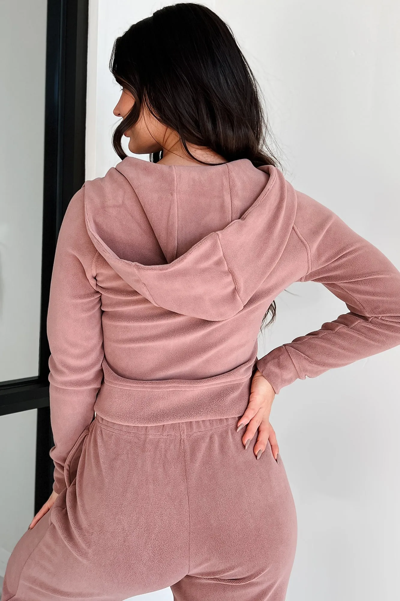 Retro Refresh Hooded Fleece Track Jacket (Wood Rose)