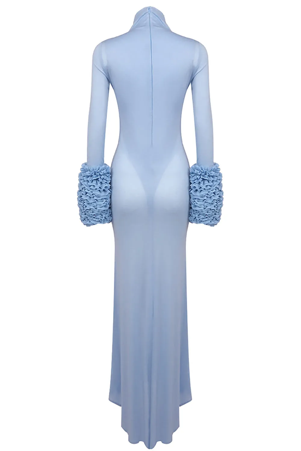 Ruffled Turtleneck Bodycon Maxi Dress